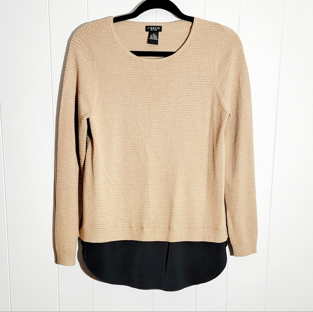 J'Envie Tan Waffle Knit Pullover Sweater